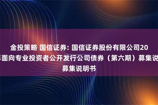 金投策略 国信证券: 国信证券股份有限公司2025年面向专业投资者公开发行公司债券（第六期）募集说明书