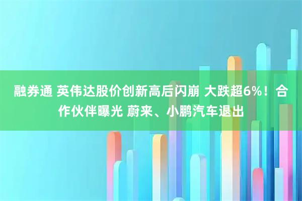 融券通 英伟达股价创新高后闪崩 大跌超6%！合作伙伴曝光 蔚来、小鹏汽车退出